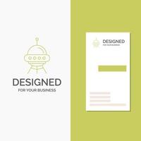 Business Logo for space ship. space. ship. rocket. alien. Vertical Green Business .Visiting Card template. Creative background vector illustration