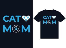 ilustraciones de mamá gato para el diseño de camisetas listas para imprimir vector