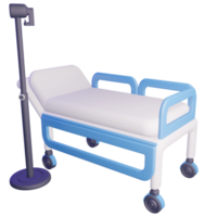 objeto isolado de cama de hospital 3d com renderização de alta qualidade png