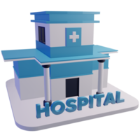 objeto isolado do edifício do hospital 3d com renderização de alta qualidade png