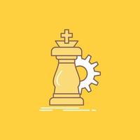 strategy. chess. horse. knight. success Flat Line Filled Icon. Beautiful Logo button over yellow background for UI and UX. website or mobile application vector