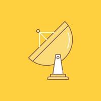 satellite. antenna. radar. space. dish Flat Line Filled Icon. Beautiful Logo button over yellow background for UI and UX. website or mobile application vector