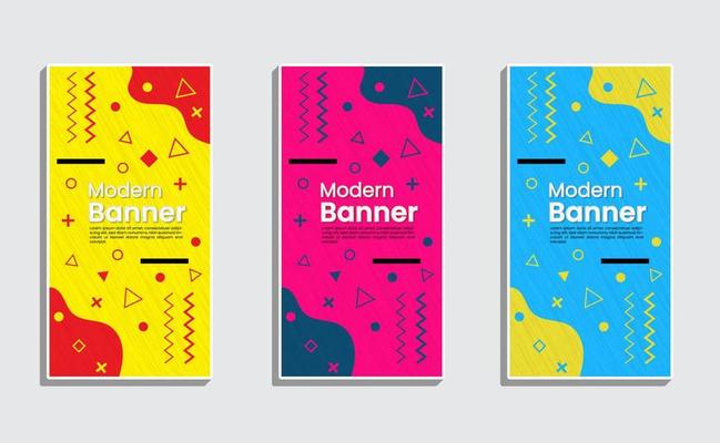 Vertical Banner Design - Modern Memphis Theme and Color Options Available.