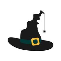 composición de dos objetos, símbolo de halloween, sombrero de bruja y araña, para diseño de pantalla o impresión vector