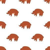 Children s seamless pattern with a bear on white background. vector