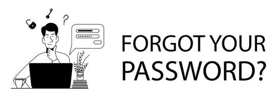 The man forgot her personal details. People thinks behind a laptop. vector