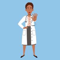 el personaje de una doctora afroamericana de cuerpo entero. vector