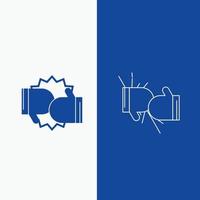 Box. boxing. competition. fight. gloves Line and Glyph web Button in Blue color Vertical Banner for UI and UX. website or mobile application vector