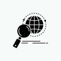 global. globe. magnifier. research. world Glyph Icon. Vector isolated illustration