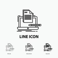 Coder. coding. computer. list. paper Icon in Thin. Regular and Bold Line Style. Vector illustration