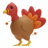 pájaro de pavo de objeto de acción de gracias, ilustración 3d png