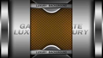 gate opening and closing animation, shiny silver background, frame design and texture pattern, with orange neon light, suitable for intro videos, such as games, music, greeting cards, etc. video