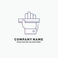 Education. hand. learn. learning. ruler Purple Business Logo Template. Place for Tagline vector