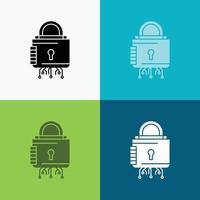 Security. cyber. lock. protection. secure Icon Over Various Background. glyph style design. designed for web and app. Eps 10 vector illustration