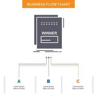 fraud. link. maleficient. malicious. script Business Flow Chart Design with 3 Steps. Glyph Icon For Presentation Background Template Place for text. vector