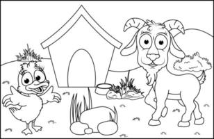 coloring animal cartoon for kids vector