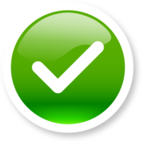 Green check mark buttons in 3d realistic style. Checkmark signs illustration. png