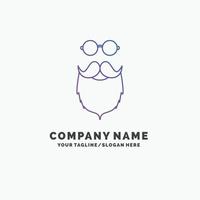 moustache. Hipster. movember. beared. men Purple Business Logo Template. Place for Tagline vector