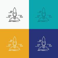 launch. Publish. App. shuttle. space Icon Over Various Background. Line style design. designed for web and app. Eps 10 vector illustration