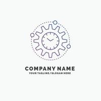 Efficiency. management. processing. productivity. project Purple Business Logo Template. Place for Tagline vector