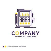 Company Name Logo Design For Accounting. audit. banking. calculation. calculator. Purple and yellow Brand Name Design with place for Tagline. Creative Logo template for Small and Large Business. vector