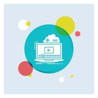 Cloud. game. online. streaming. video White Glyph Icon colorful Circle Background vector