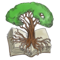 Le tatouage de racines de chêne sur un livre png
