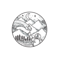 brontosaurus astronaut berg cirkel tatuering png