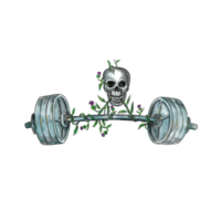 Skull Lifting Barbell Thistle Tattoo png