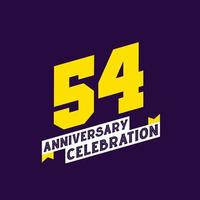 54th Anniversary Celebration vector design,  54 years anniversary