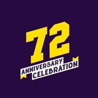 72nd Anniversary Celebration vector design,  72 years anniversary