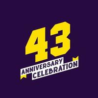 43rd Anniversary Celebration vector design,  43 years anniversary