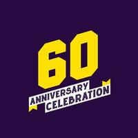 Diseño vectorial de celebración del 60 aniversario, aniversario de 60 años vector