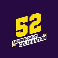 52nd Anniversary Celebration vector design,  52 years anniversary