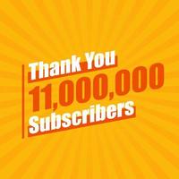 Thanks 11000000 subscribers, 11M subscribers celebration modern colorful design. vector