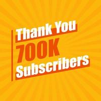 Thanks 700K subscribers, 700000 subscribers celebration modern colorful design. vector