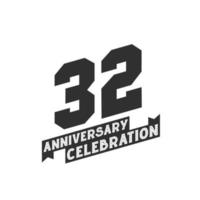 32 Anniversary Celebration greetings card,  32nd years anniversary vector