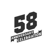 58 Anniversary Celebration greetings card,  58th years anniversary vector