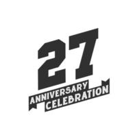 Tarjeta de felicitación de celebración del 27 aniversario, 27 aniversario vector