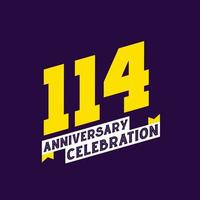 Diseño vectorial de celebración del 114 aniversario, aniversario de 114 años vector