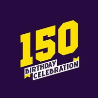 Diseño de vector de celebración de cumpleaños número 150, cumpleaños de 150 años