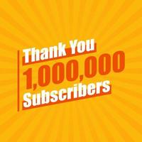 Thanks 1000000 subscribers, 1M subscribers celebration modern colorful design. vector