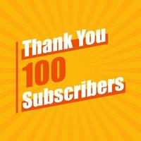 Thanks 100 subscribers celebration modern colorful design. vector