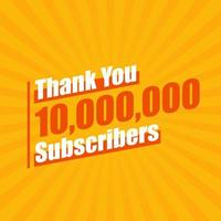 gracias 10000000 suscriptores, 10 millones de suscriptores celebración diseño colorido moderno. vector