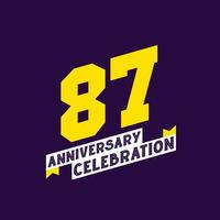 87th Anniversary Celebration vector design,  87 years anniversary