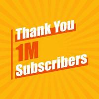 Thanks 1M subscribers, 1000000 subscribers celebration modern colorful design. vector