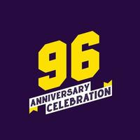 96th Anniversary Celebration vector design,  96 years anniversary