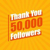 gracias 50000 seguidores, celebración de 50k seguidores diseño colorido moderno. vector