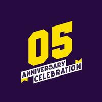 5th Anniversary Celebration vector design,  5 years anniversary