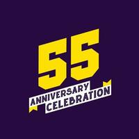 Diseño vectorial de celebración del 55 aniversario, aniversario de 55 años vector